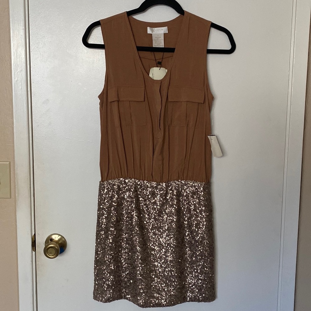 Brown & sequin dress - S
